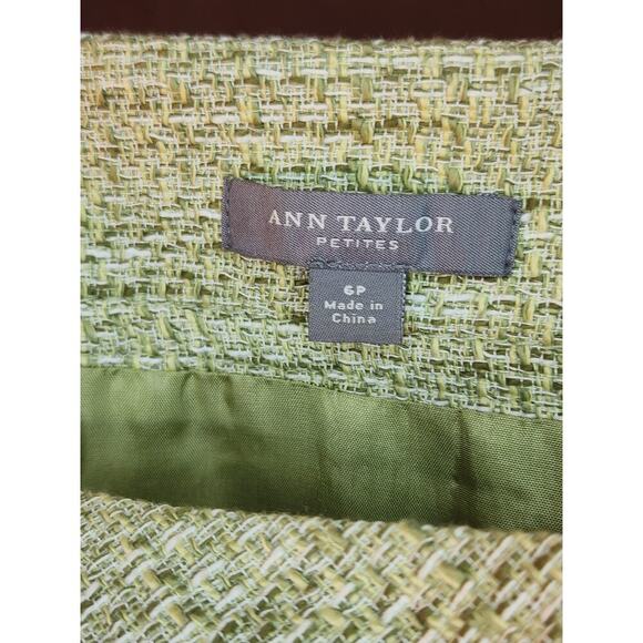 NWT Anne Taylor Light Green Tweed Lined Pencil Pleated Skirt 6P - Picture 4 of 5